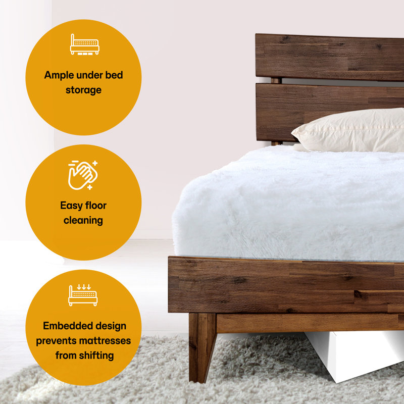 Acacia Aurora Solid Wood Bed Frame with Headboard & Reviews Wayfair